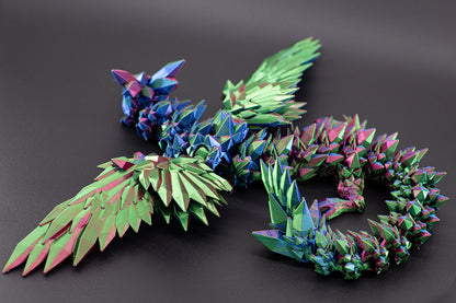 Winged Crystal Dragon 3D Printed Pla